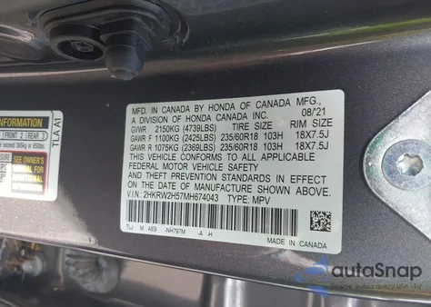 2021 Honda Cr-V Awd Ex from USA, damaged, VIN 2HKRW2H57MH674043